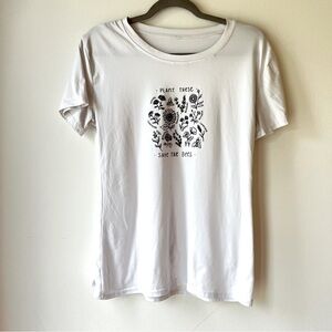 Plant These Save the Bees Tee White Floral Graphic Nature Shirt Size Small